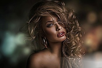 Picture of perfect woman face with dark background