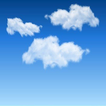 White clouds on blue sky realistic vector background with copy space.