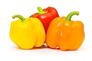 Three bell peppers isolated on the white
