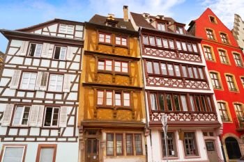 Strasbourg city in Alsace France. Strasbourg city facades in Alsace France