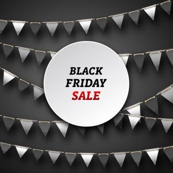 Black Friday Poster with Bunting Pennants, Advertising Design. Black Friday Poster with Bunting Pennants, Advertising Design - Illustration Vector