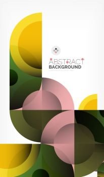 Color circle abstract geometric background, modern shapes with message. Color circle abstract geometric background, modern shapes with message. Vector techno or business template, round elements