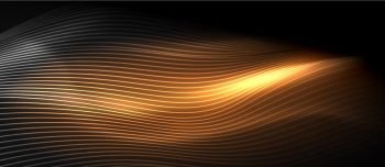 Glowing abstract wave on dark, shiny motion. Glowing abstract wave on dark, shiny motion, magic space light. Vector techno abstract background, orange color