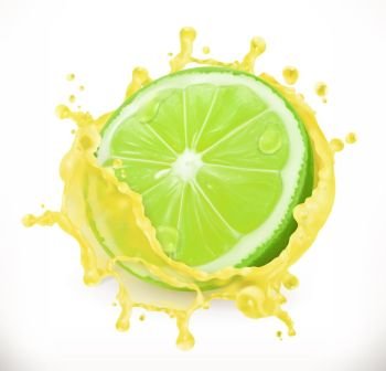 Lime juice. Fresh fruit, 3d vector icon