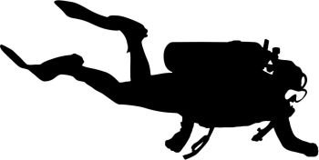 Black silhouette scuba divers on a white background. Black silhouette scuba divers on a white background.