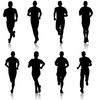 Set of silhouettes. Runners on sprint, man. Set of silhouettes Runners on sprint, man.