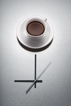 Close-up of Coffee and Clock