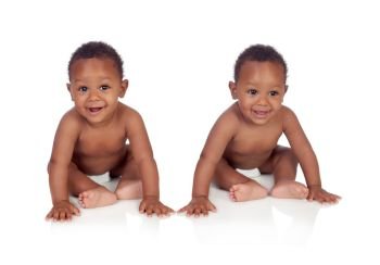 African twin brothers isolated on a white background