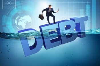 Businessman in debt business concept