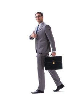 Businessman with briefcase isolated on white 