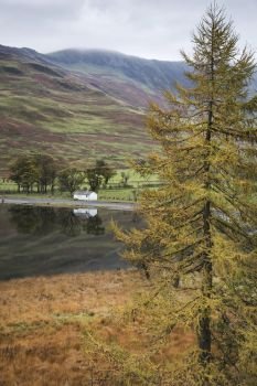 71823804 - stunning autumn fall landscape image of lake buttermere in lake district england