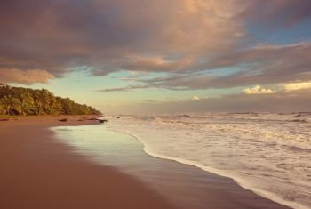 Coast in Costa Rica. Beautiful tropical Pacific Ocean coast in Costa Rica