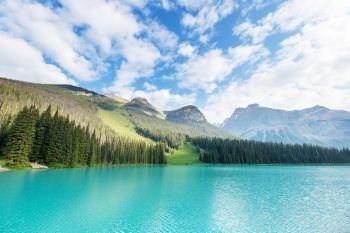Emerald lake. Serenity Emerald Lake in the Yoho National Park, Canada. Instagram filter