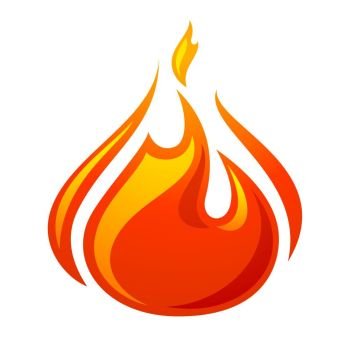 Fire flame 3d red icon. Fire flame 3d icon on a white background