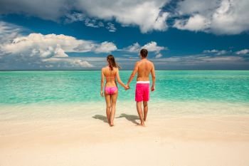 Couple on a beach at Maldives. Couple on a tropical beach at Maldives