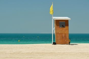 Lifeguard tower on a beach . Lifeguard tower on a beach in Dubai, United Arab Emirates 