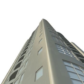 Skyscraper from glass and steel 3d rendering. 3d rendering of house, Architecture design and model my own. Skyscraper from glass and steel 3d rendering