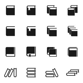 Set of icons of books on a science theme
