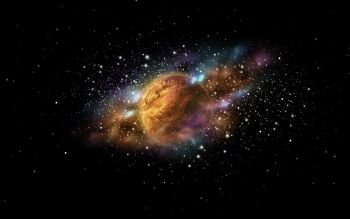 skyscape and astronomy concept - planet and stars in space. planet and stars in space. planet and stars in space