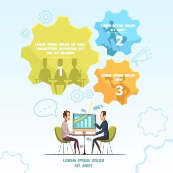  Meeting Infographic Set. Meeting infographic set with discussion and talk symbols cartoon vector illustration
