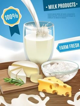 Dairy Products Background. Dairy products cartoon background with milk cheese and butter vector illustration