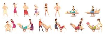 Hair Removal Depilation Epilation Icon Set. Colored and isolated hair removal depilation epilation icon set with professionals conduct hair removal session vector illustration