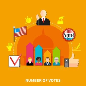  Parliament Election Candidates. Ranking of candidates for the parliamentary elections, orange background, flat vector illustrations