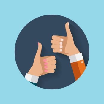 Flat Design Thumbs Up Icon Background . Vector Illustration EPS10. Flat Design Thumbs Up Icon Background . Vector Illustration