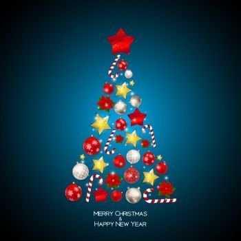 Merry Christmas and New Year Background with Christmas Tree. Vector Illustration EPS10. Merry Christmas and New Year Background with Christmas Tree. Vector Illustration 
