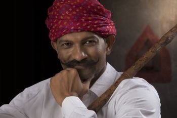 Portrait of farmer wearing turban