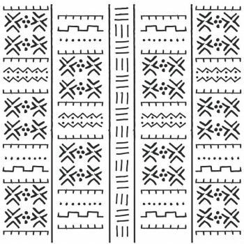 Black and white tribal ethnic pattern with geometric elements, traditional African mud cloth, tribal design, vector illustration 