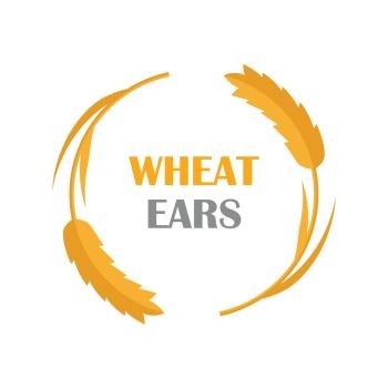 Wheat Ears vector banner in flat style design. New harvest, grain growing concept. Illustration for bakery, bread store, agricultural company logo design. Ripe ears with text on white background.   . Wheat Ears Concept Illustration in Flat Design. 