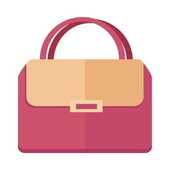 Ladies handbag in flat style. Female bag isolated.. Ladies handbag in flat style. Female handbag isolated on white background. Elegant ladies two colored bag. Elegant ladies leather bag. Flat female accessories object. Clutch bag. Vector illustration