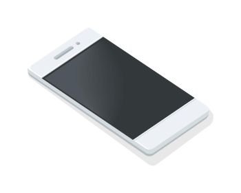 Mobile Phone Icon Isolated. Portable Telephone.. Mobile phone icon isolated. Portable telephone. Personal phone. Wireless connectivity concept. Connection device. White smartphone. Editable items in flat style. Accessories for work in office. Vector