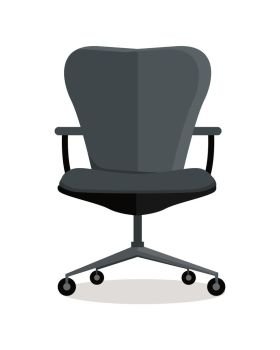 Office Chair Icon Symbol Isolated on White.. Office black chair icon symbol isolated on white. Retro piece of furniture. Editable items in flat style for your web design. Part of series of accessories for work in office. Vector illustration