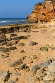the famous beach of Olhos de Agua in Albufeira. This beach is a part of famous tourist region of Algarve.. Olhos de Agua