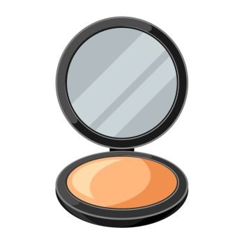 Open powder compact or make up. Illustration of object on white background in flat design style. Open powder compact or make up. Illustration of object on white background in flat design style.