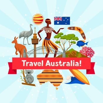 Australia background design. Australian traditional symbols and objects. Australia background design. Australian traditional symbols and objects.