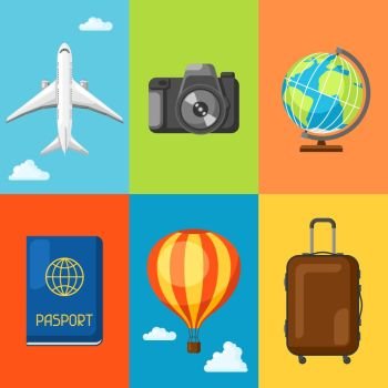 Travel concept illustration. Traveling background with tourist items. Travel concept illustration. Traveling background with tourist items.