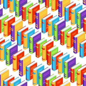 Seamless pattern with isometric books.. Seamless pattern with isometric books. Education or bookstore background in flat design style.