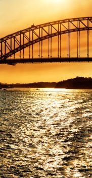 in  austalia  the bay of sydney and the bridge in   sunrise