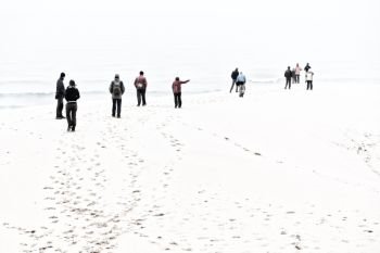 in south africa the fog and the people in the winter beach
