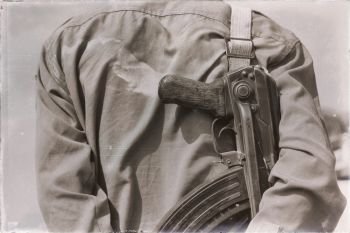 in  danakil ethiopia africa   the rifle and the back of the guard concept of safety and protection
