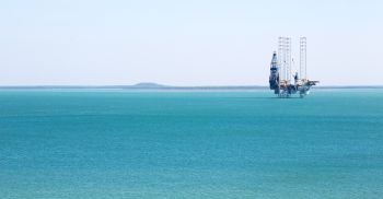 in  australia  the concept of industrial with an off shore platform in the clear ocean