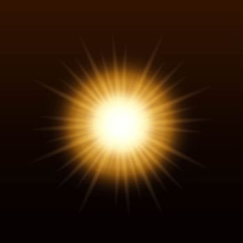 Vector yellow sun with rays and glow