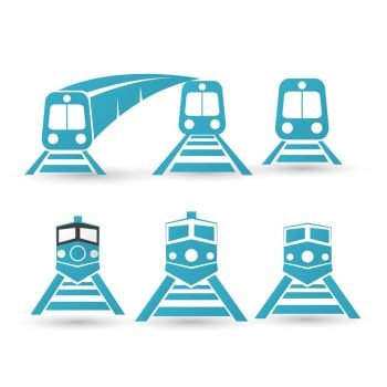 Vector isolated trains silhouettes set