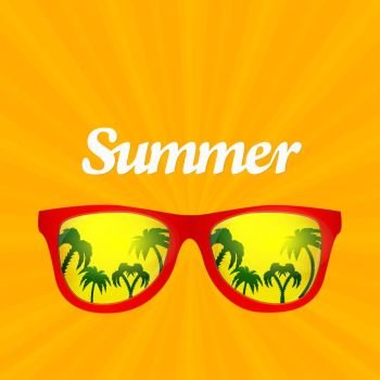 summer glasses reflection of palms. vector