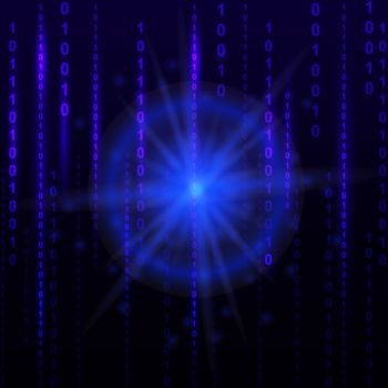 Blue Binary Computer Code Background. Cyber Future Wallpaper
