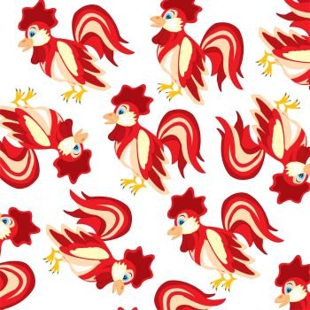 Bird cock pattern. Pets cock on white background is insulated