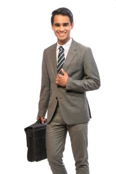  young businesman in suit in white background